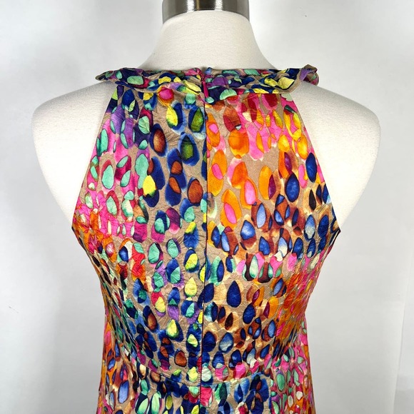 Nanette Lepore Multicolored Bright Raindrop Print A-Line Dress 8 Pink Orange - Picture 6 of 11